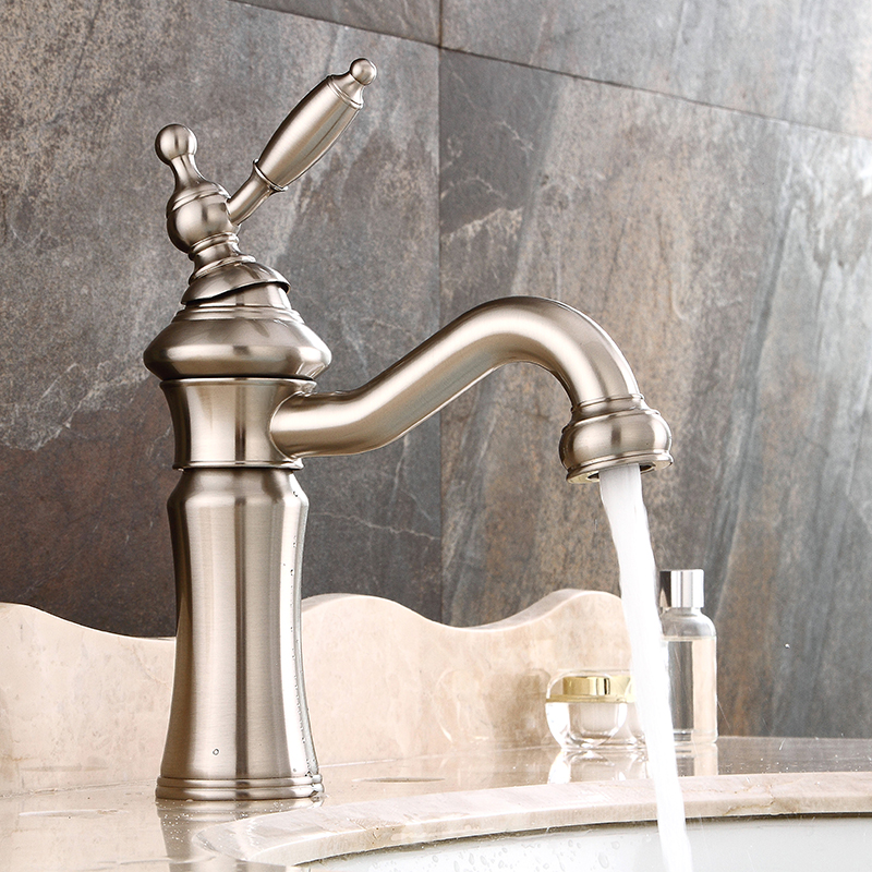 Wovier Bathroom Sink Faucet with Supply Hose,Single Handle Single Hole Lavatory Faucet W8308-14