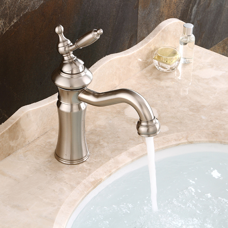 Wovier Bathroom Sink Faucet with Supply Hose,Single Handle Single Hole Lavatory Faucet W8308-12