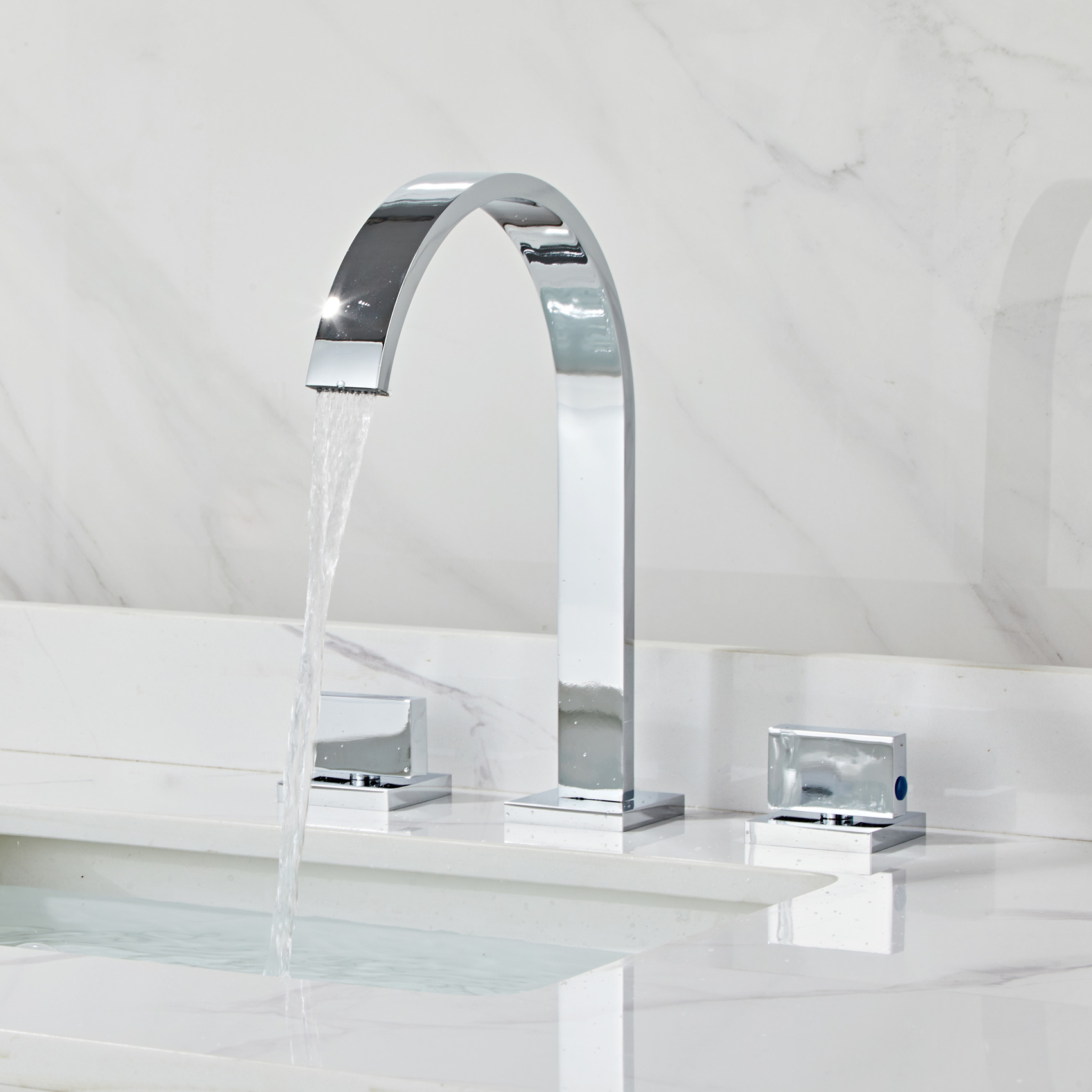 Wovier Widespread Faucet,Three Handle Two Hole Bathroom sink Faucet-W8404-13