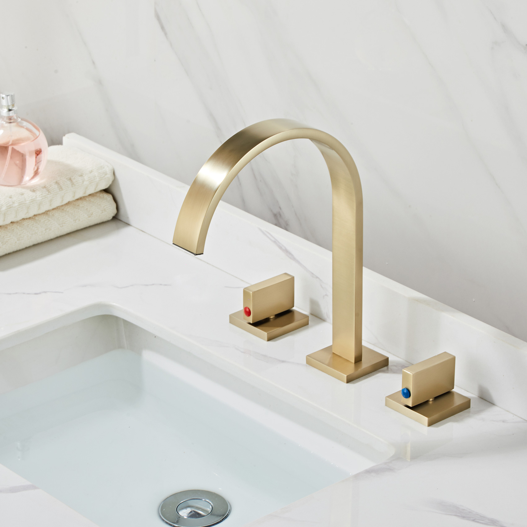 Wovier Widespread Faucet,Three Handle Two Hole Bathroom sink Faucet-W8404-33