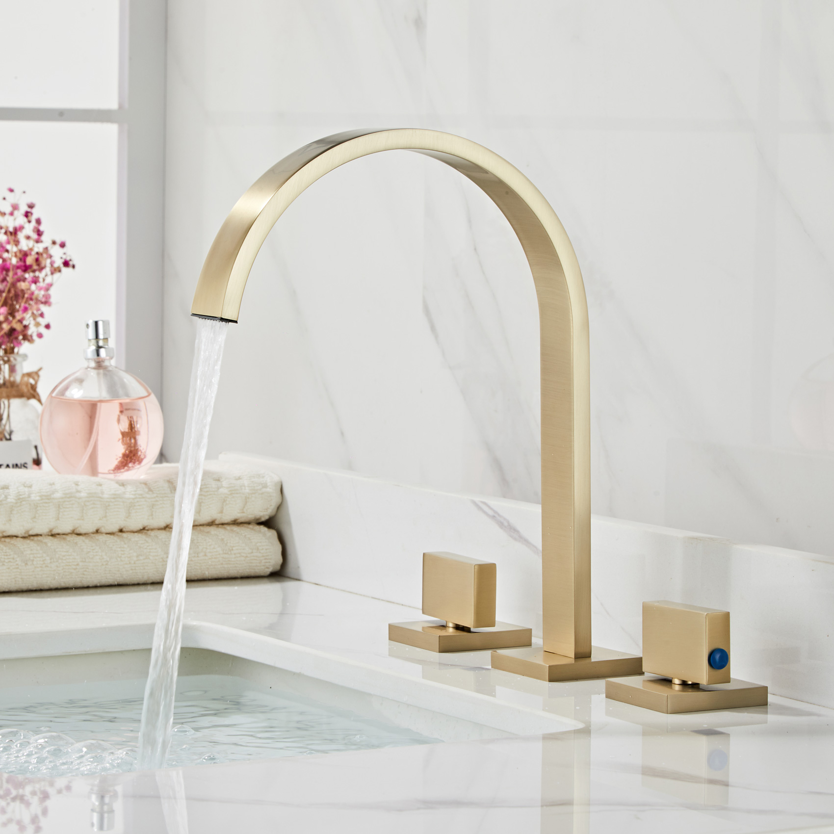 Wovier Widespread Faucet,Three Handle Two Hole Bathroom sink Faucet-W8404-03