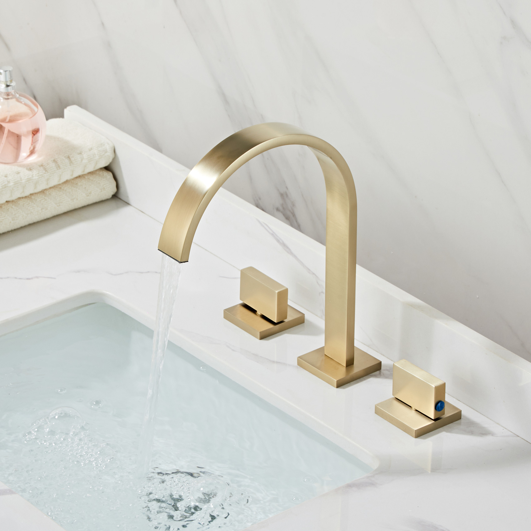 Wovier Widespread Faucet,Three Handle Two Hole Bathroom sink Faucet-W8404-32