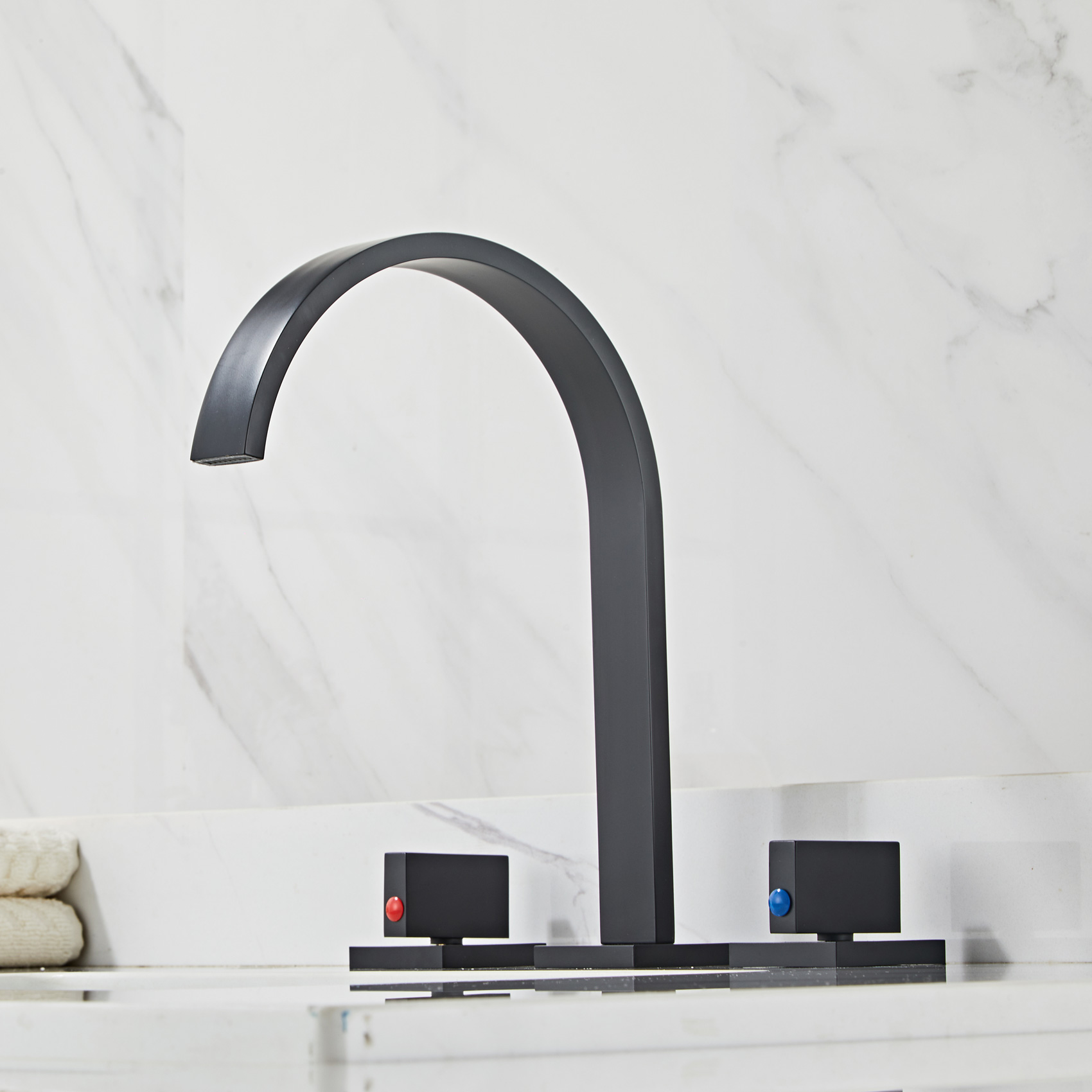 Wovier Widespread Faucet,Three Handle Two Hole Bathroom sink Faucet-W8404-19