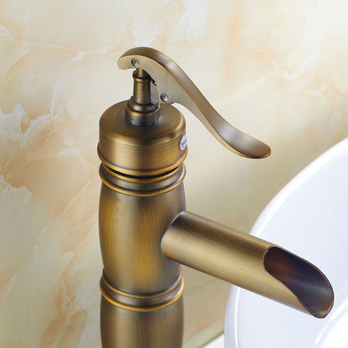 Wovier Waterfall Vessel Faucet with Supply Hose,Single Handle Single Hole Bathroom Faucet W8287-6