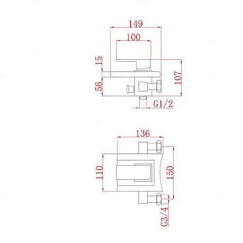 Wovier Waterfall Wall Mounted Waterfall Glass Tub Filler with Hand Shower W8803
