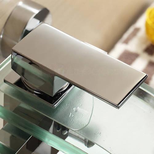 Wovier Waterfall Wall Mounted Waterfall Glass Tub Filler with Hand Shower W8802