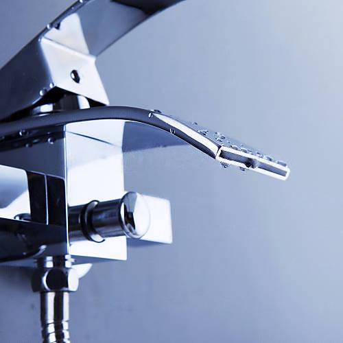 Wovier Waterfall Wall Mounted Waterfall Tub Filler with Hand Shower W8804
