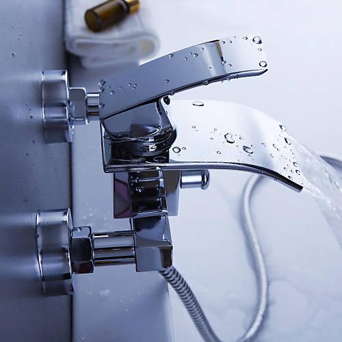 Wovier Waterfall Wall Mounted Waterfall Tub Filler with Hand Shower W8804