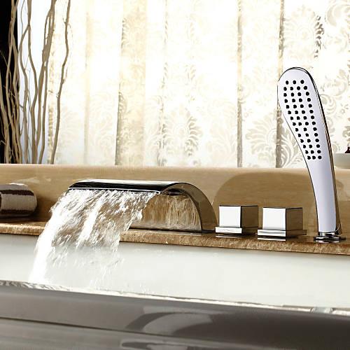 Wovier Bathtub Faucets Set,Three Handles Five Holes with Handheld Sprayer – W8751-2