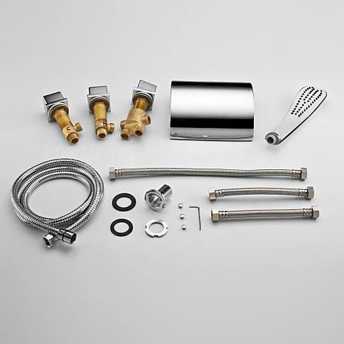 Wovier Bathtub Faucets Set,Three Handles Five Holes with Handheld Sprayer – W8751-7