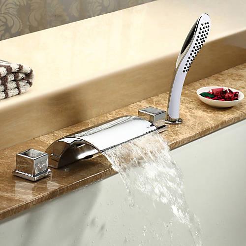 Wovier Bathtub Faucets Set,Three Handles Five Holes with Handheld Sprayer – W8751-1