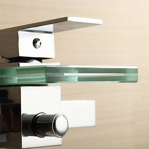 Wovier Waterfall Wall Mounted Waterfall Glass Tub Filler with Hand Shower W8803