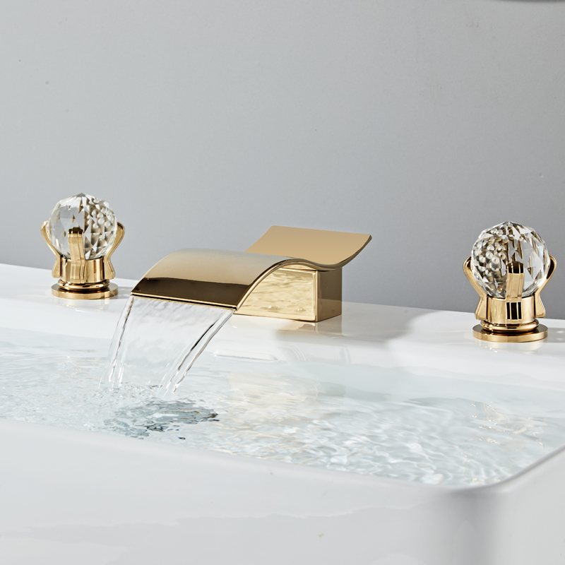 Wovier Widespread Faucet,Three Handle Two Hole Bathroom sink Faucet-W8434-04