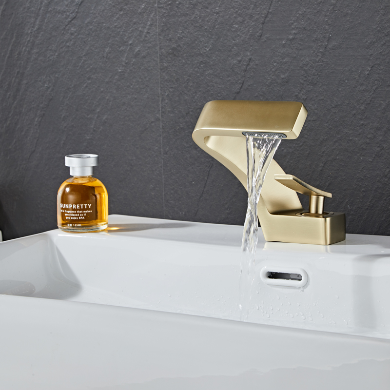 Wovier Waterfall Bathroom Sink Faucet,Single Handle Single Hole Faucet-W8351-27