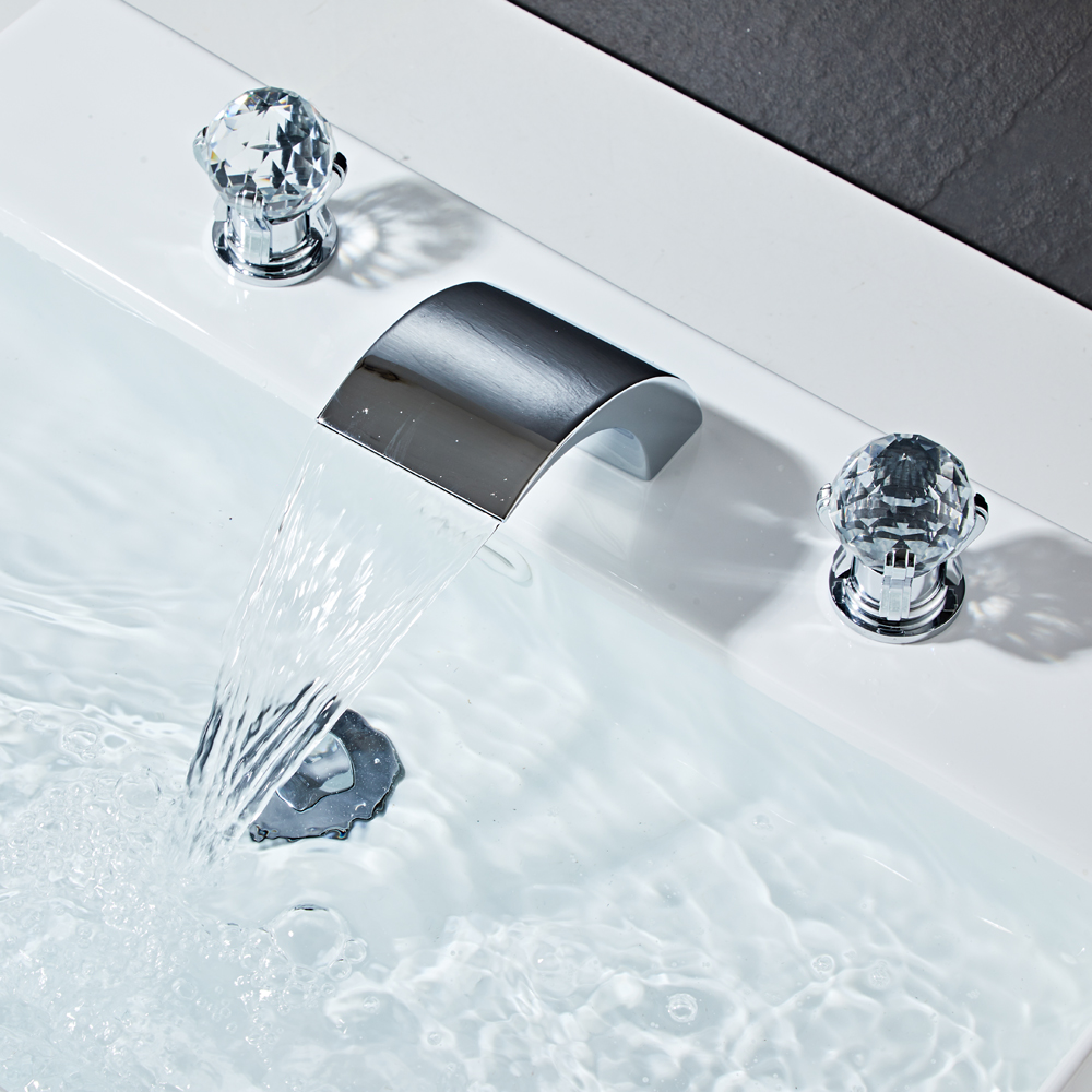 Wovier Widespread Faucet,Three Handle Two Hole Bathroom sink Faucet-W8433-18