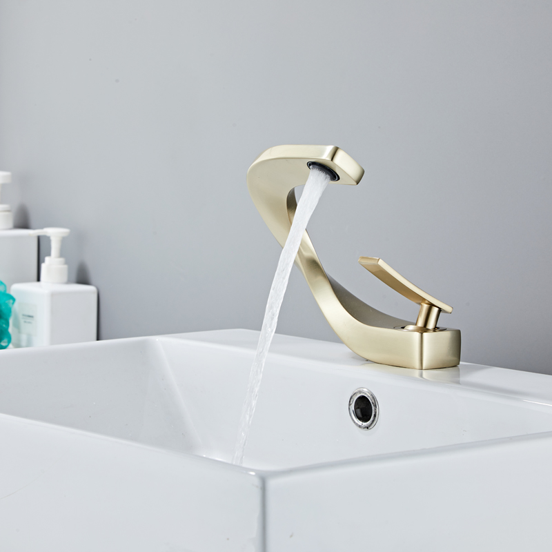 Wovier Waterfall Bathroom Sink Faucet,Single Handle Single Hole Faucet-W8246-2