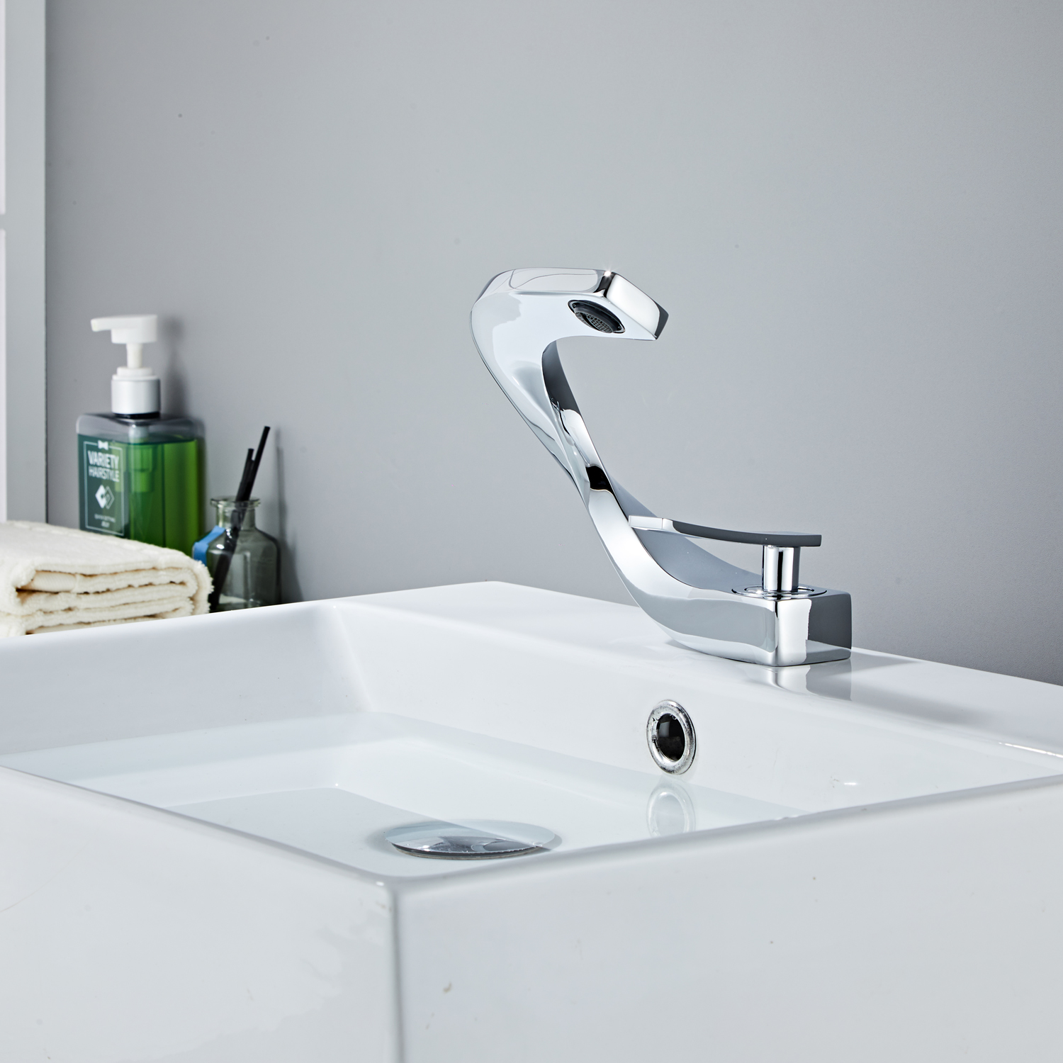 Wovier Waterfall Bathroom Sink Faucet,Single Handle Single Hole Faucet-W8246-24
