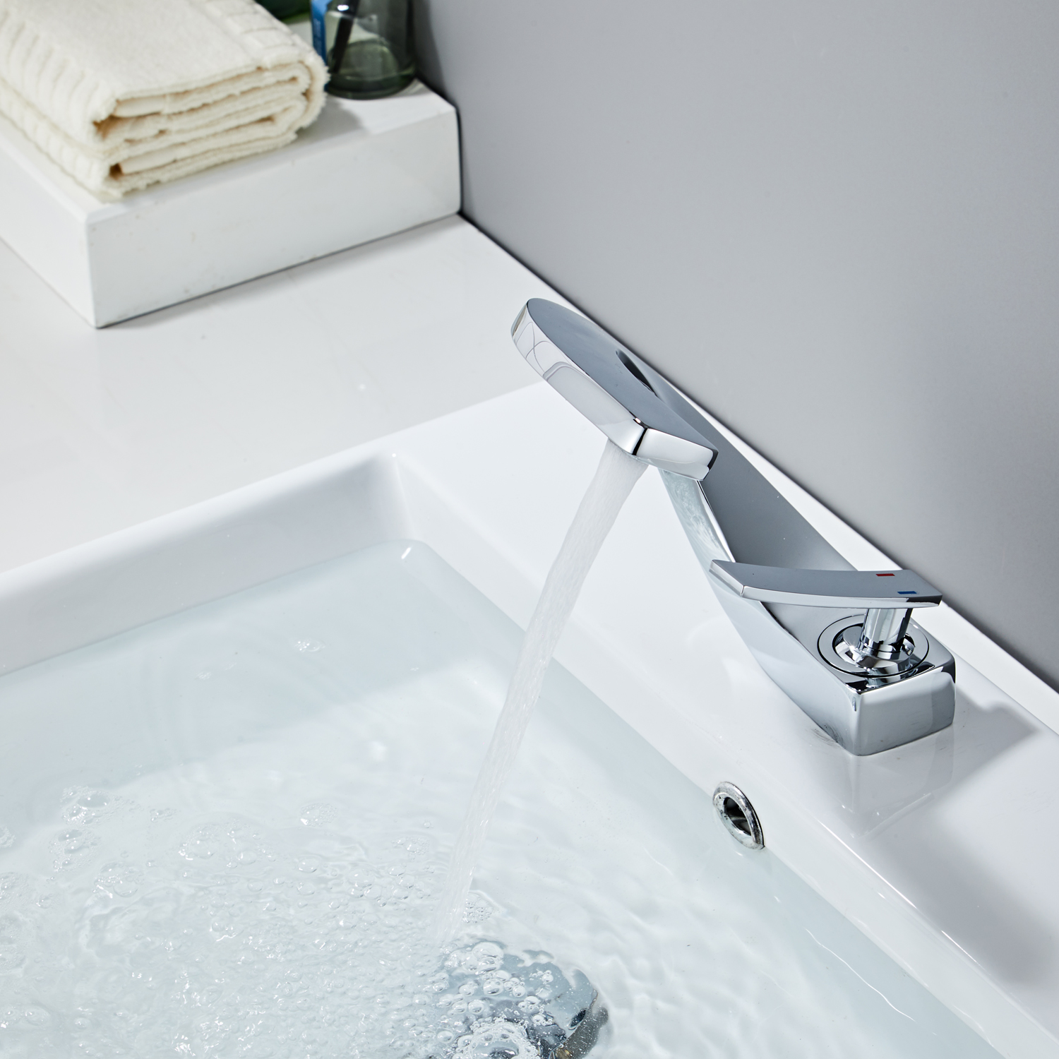 Wovier Waterfall Bathroom Sink Faucet,Single Handle Single Hole Faucet-W8246-23