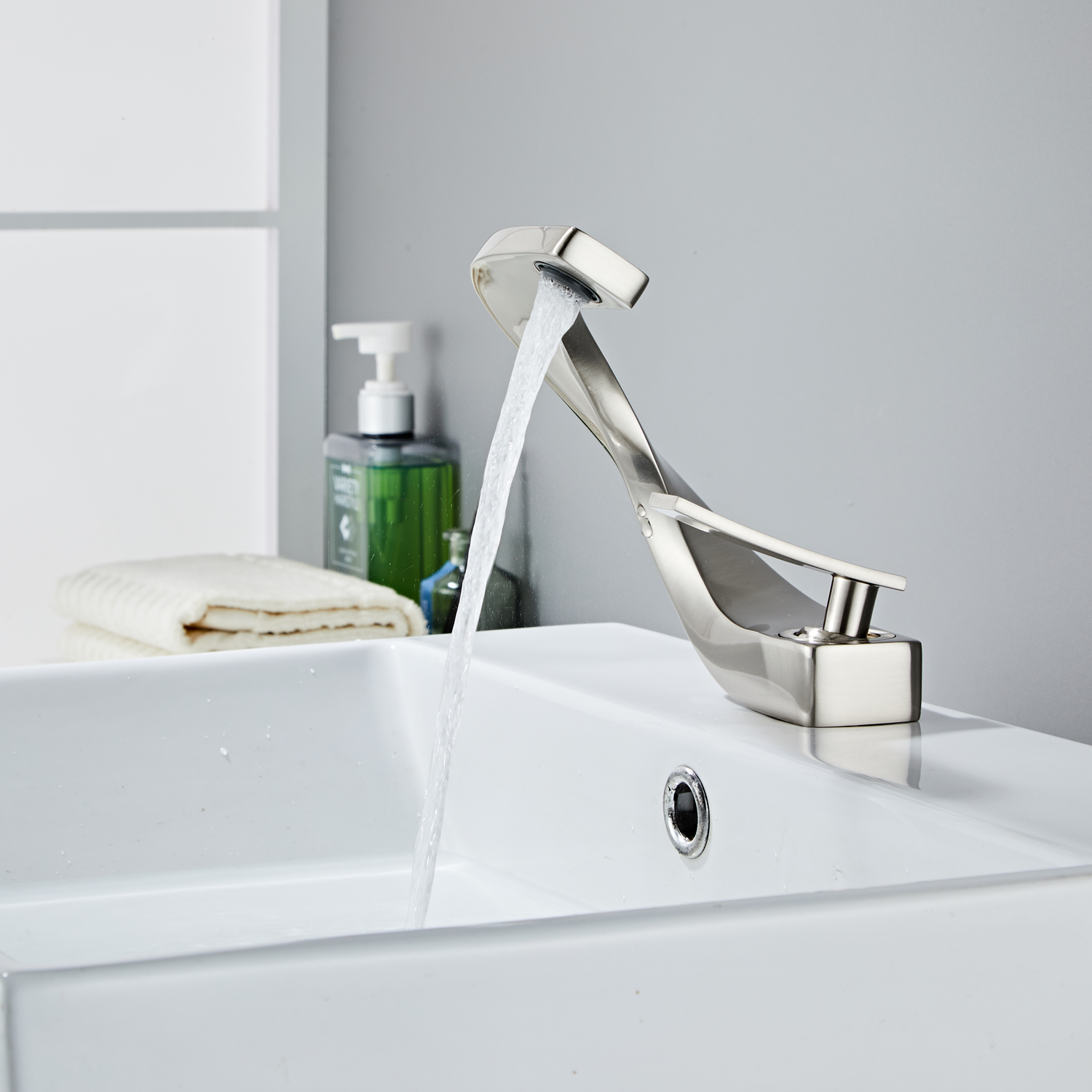 Wovier Waterfall Bathroom Sink Faucet,Single Handle Single Hole Faucet-W8246-20