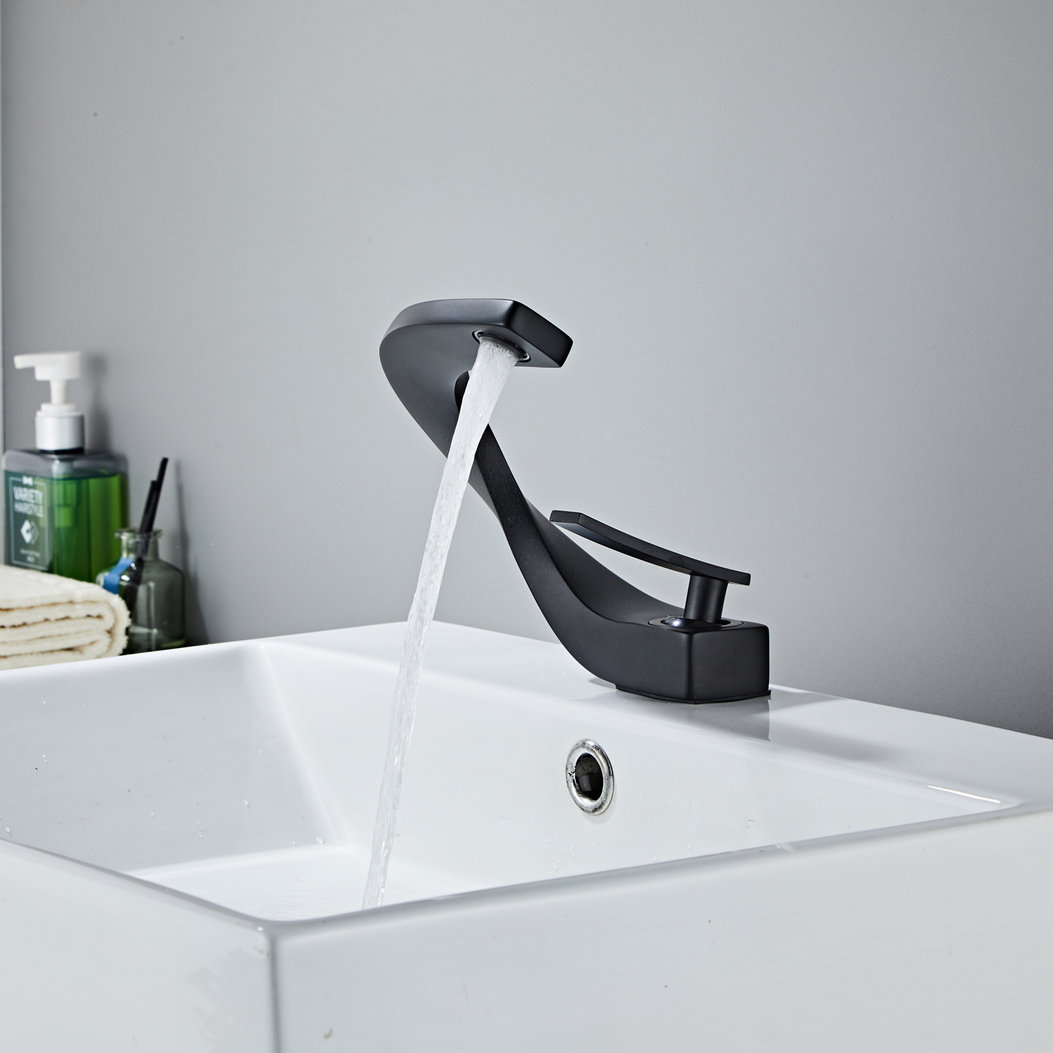 Wovier Waterfall Bathroom Sink Faucet,Single Handle Single Hole Faucet-W8246-9