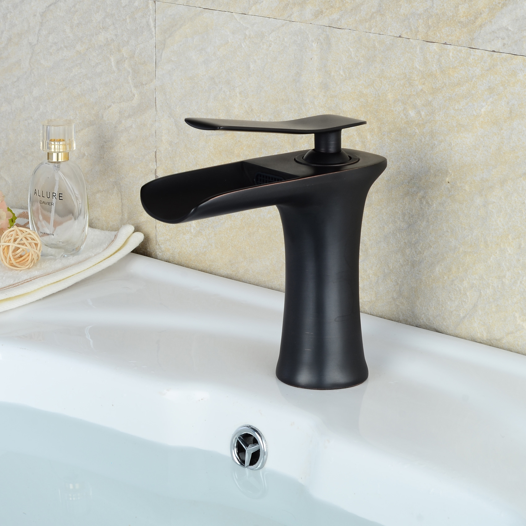 Wovier Waterfall Bathroom Sink Faucet,Single Handle Single Hole Faucet-W8369-13