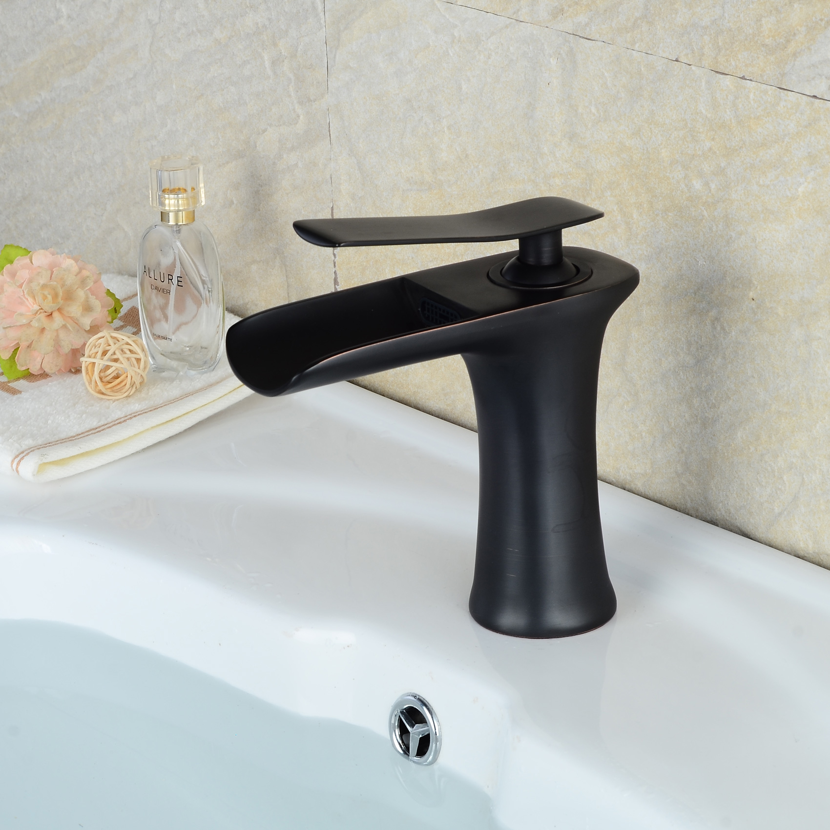 Wovier Waterfall Bathroom Sink Faucet,Single Handle Single Hole Faucet-W8369-15