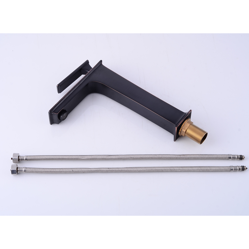 Wovier Waterfall Vessel Faucet with Supply Hose,Single Handle Single Hole Bathroom Faucet W8309-7