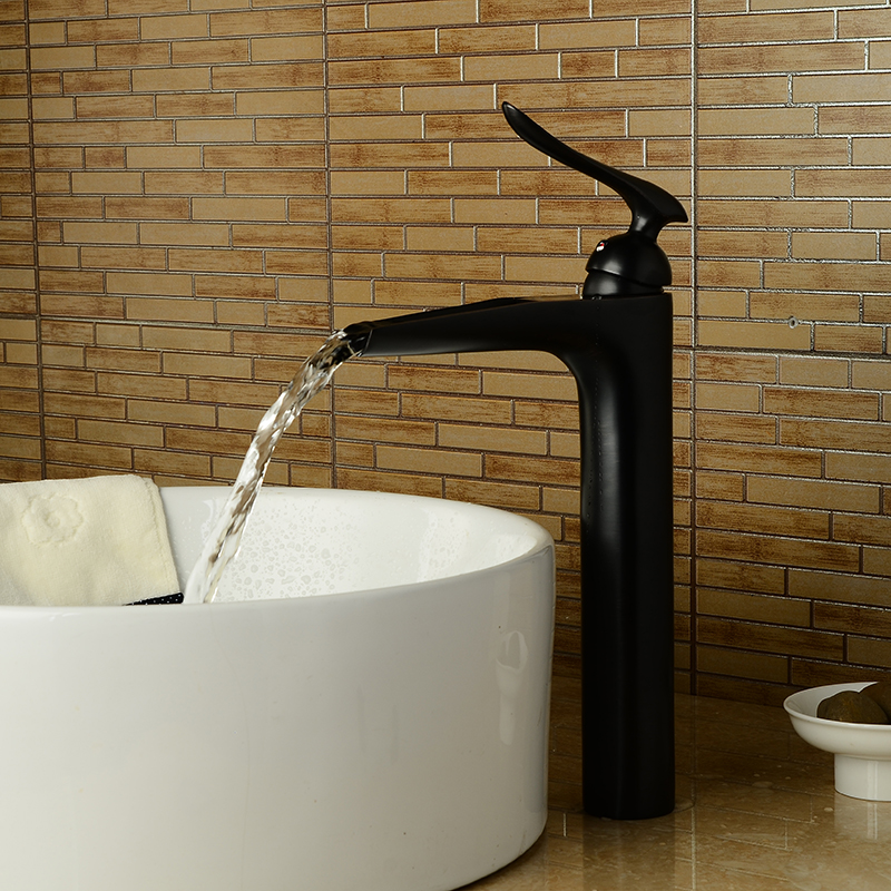 Wovier Waterfall Vessel Faucet with Supply Hose,Single Handle Single Hole Bathroom Faucet W8366-18