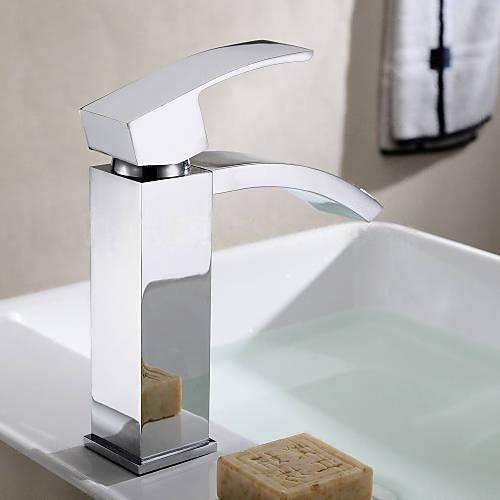 Wovier Waterfall Bathroom Sink Faucet,Single Handle Single Hole Faucet-W8220-14