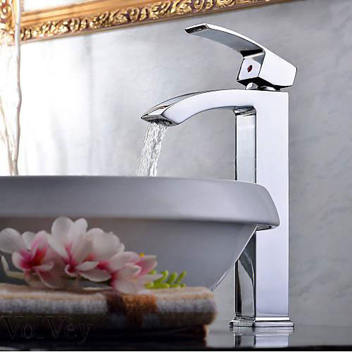 Wovier Waterfall Vessel Faucet, Single Handle Single Hole Bathroom Faucet - w8219-11