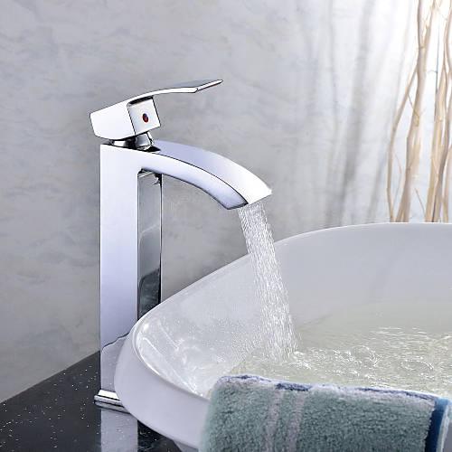 Wovier Waterfall Vessel Faucet, Single Handle Single Hole Bathroom Faucet - w8219-10