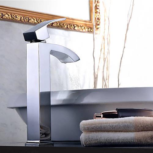 Wovier Waterfall Vessel Faucet, Single Handle Single Hole Bathroom Faucet - w8219-9