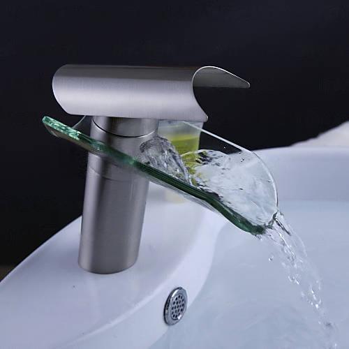 Wovier Waterfall Bathroom Sink Faucet,Single Handle Single Hole Faucet-W8216-8