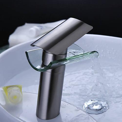 Wovier Waterfall Bathroom Sink Faucet,Single Handle Single Hole Faucet-W8216-7