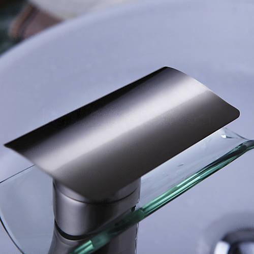 Wovier Waterfall Bathroom Sink Faucet,Single Handle Single Hole Faucet-W8216-5