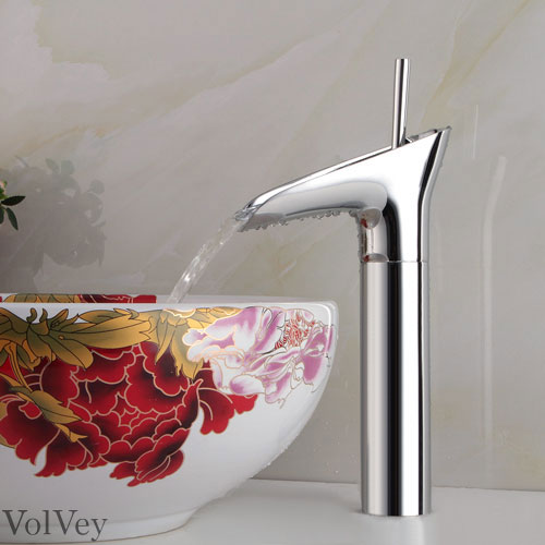 Wovier Waterfall Vessel Faucet,Single Handle Single Hole Bathroom Faucet W8333-1