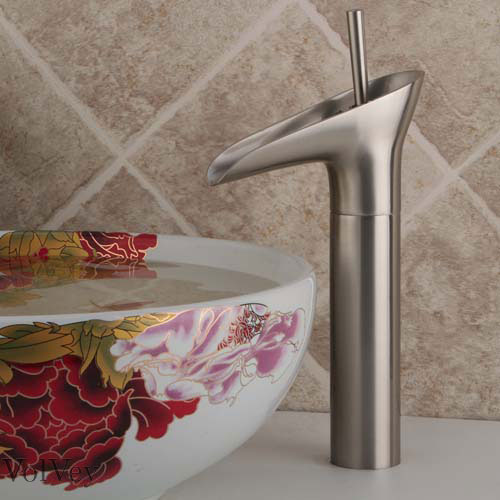Wovier Waterfall Vessel Faucet,Single Handle Single Hole Bathroom Faucet W8333-10