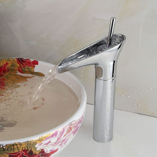 Wovier Waterfall Vessel Faucet,Single Handle Single Hole Bathroom Faucet W8333-4