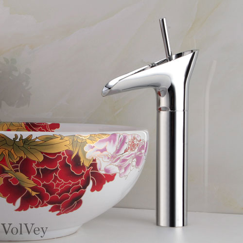 Wovier Waterfall Vessel Faucet,Single Handle Single Hole Bathroom Faucet W8333-2