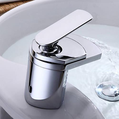 Wovier Waterfall Bathroom Sink Faucet,Single Handle Single Hole Faucet-W8222-3