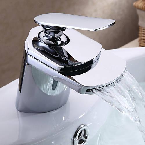 Wovier Waterfall Bathroom Sink Faucet,Single Handle Single Hole Faucet-W8222-1