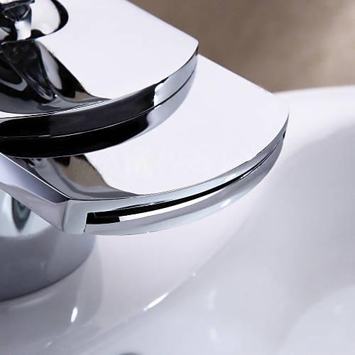 Wovier Waterfall Bathroom Sink Faucet,Single Handle Single Hole Faucet-W8222-6