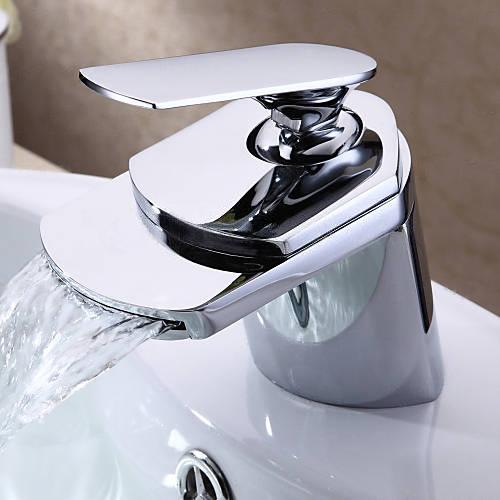 Wovier Waterfall Bathroom Sink Faucet,Single Handle Single Hole Faucet-W8222-5