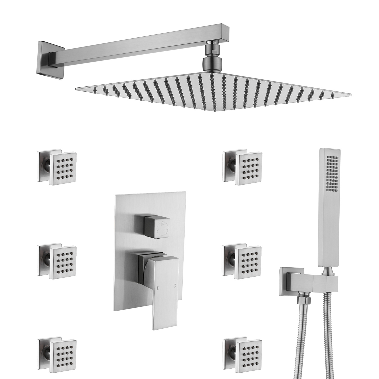 Wovier Wall Mount Shower System, Bathroom Shower Faucet Set W8842-1