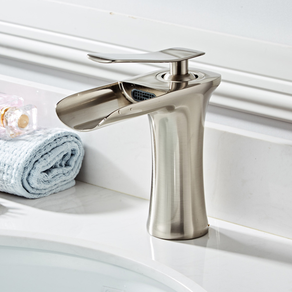Wovier Waterfall Bathroom Sink Faucet,Single Handle Single Hole Faucet-W8369-2