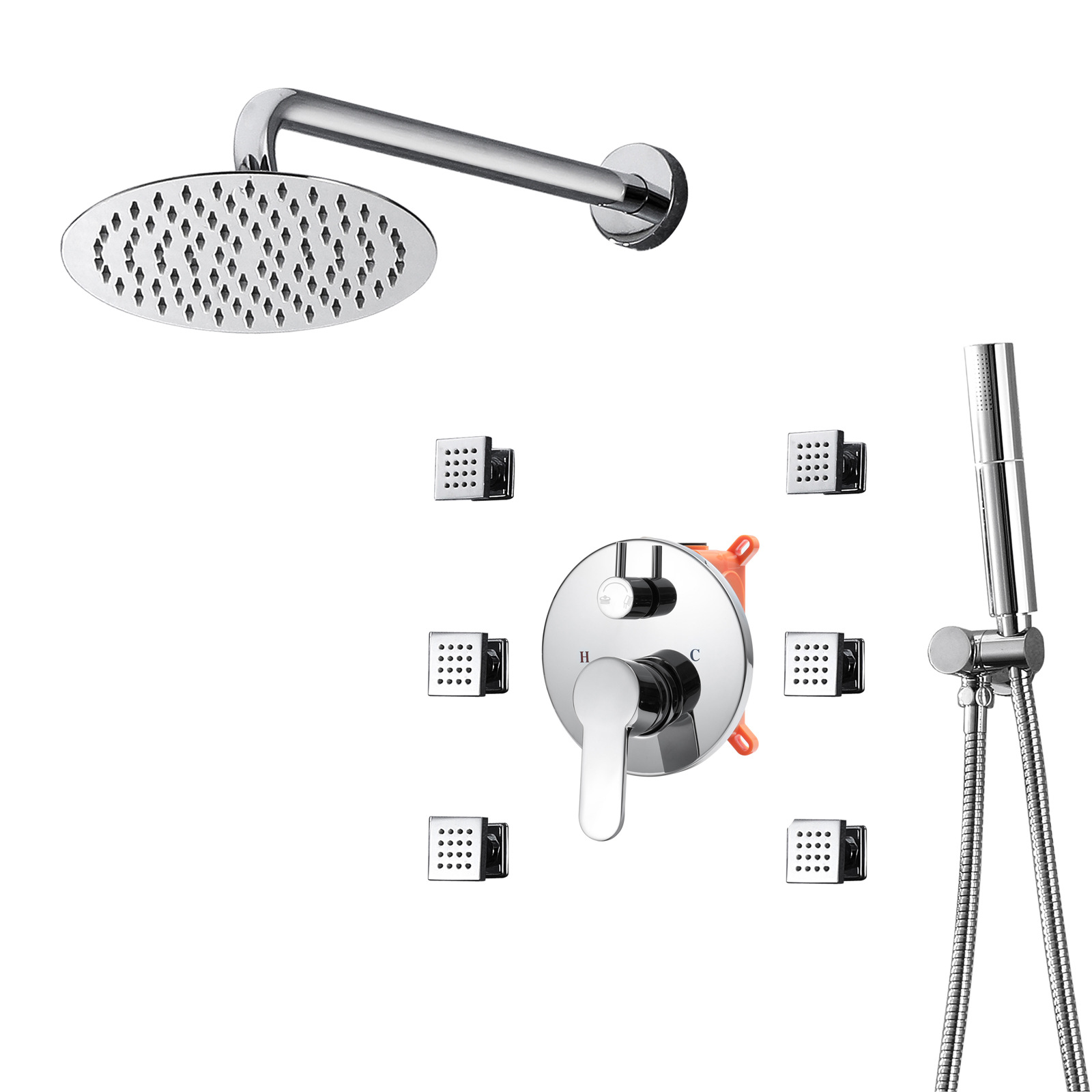Wovier Wall Mount Shower System,Bathroom Shower Faucet Set W8844-1