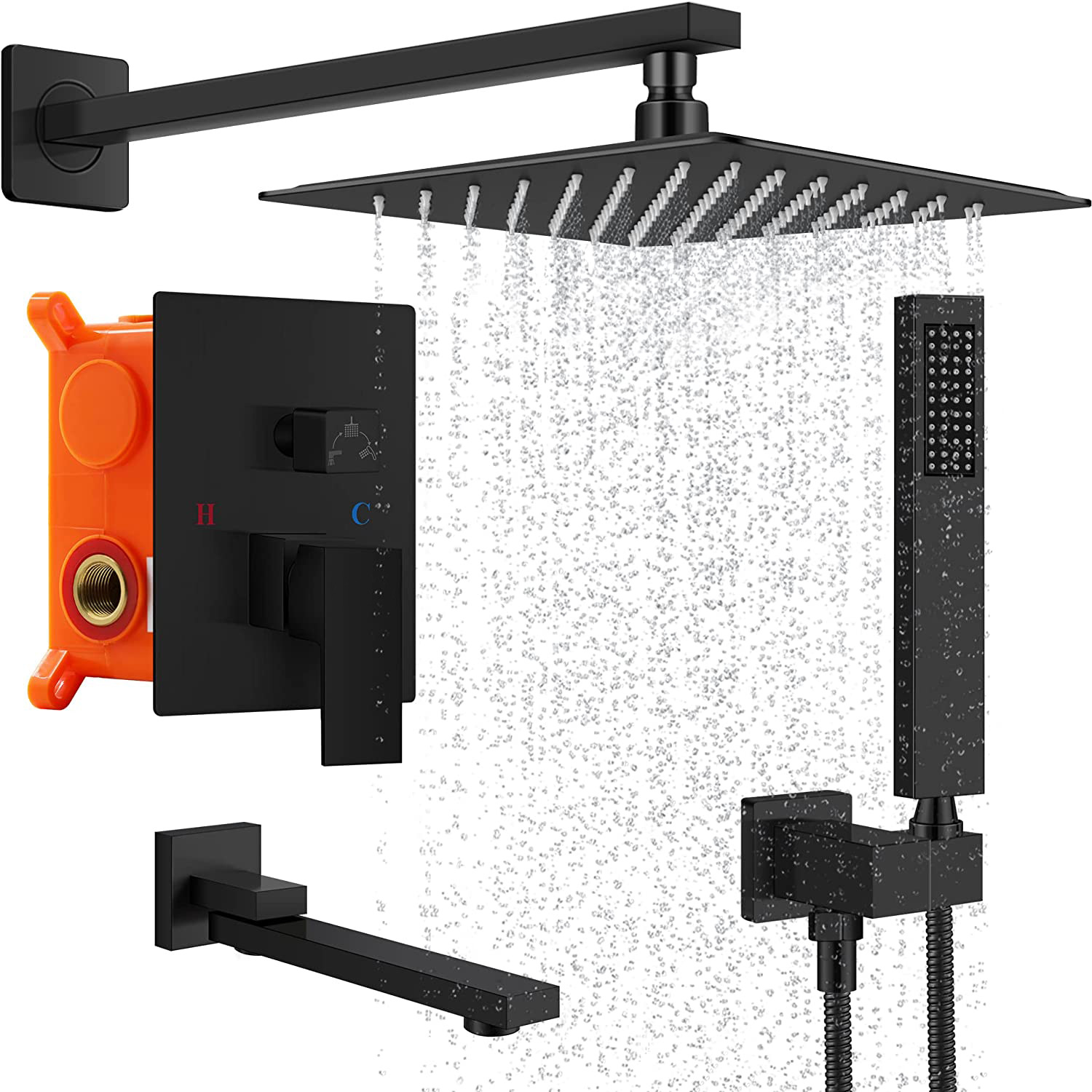 Wovier Shower System Rain Shower Handheld Sprayer with Shower Hose - W8808-6