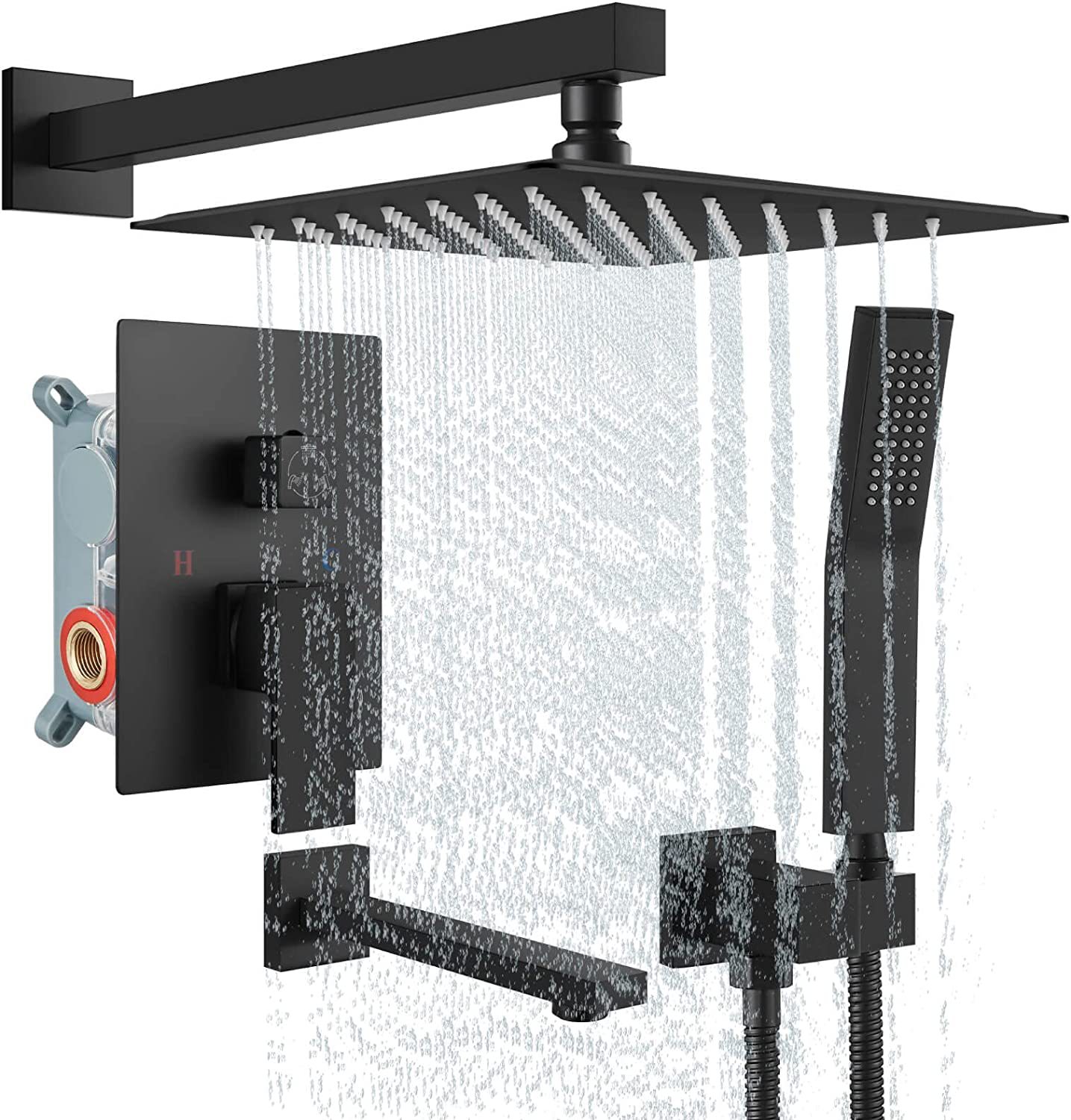 Wovier Shower System Rain Shower Handheld Sprayer with Shower Hose - W8809-2