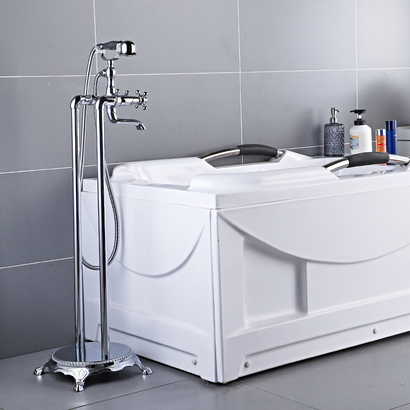 Wovier Floor Mounted Tub Filler Faucet, Freestanding Bathtub Faucet with Hand Shower W8784