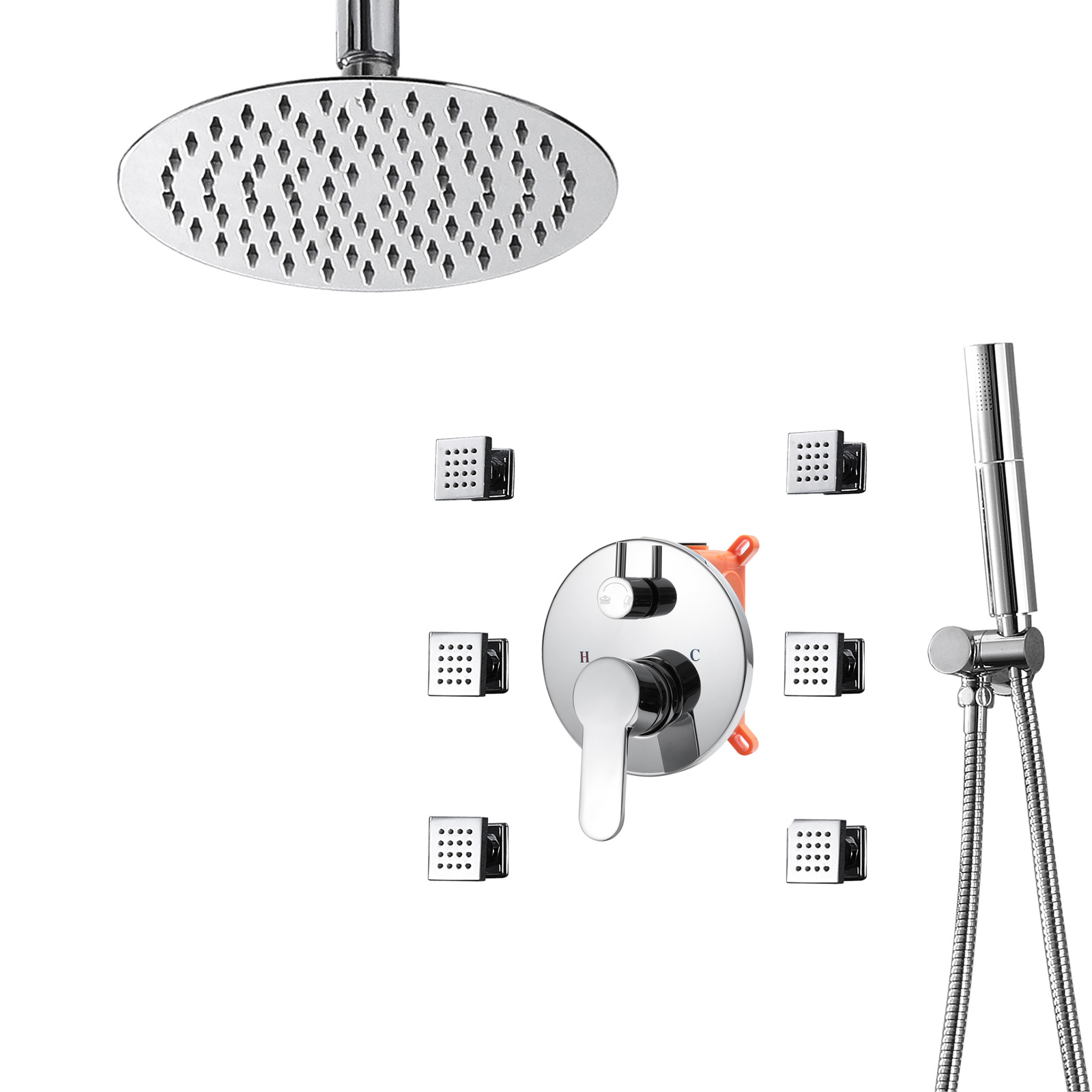 Wovier Wall Mount Shower System, Bathroom Shower Faucet Set W8843-1